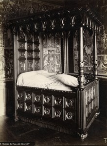 France Château de Pau Castle Lit de Henry IV's Bed Old Photo 1890