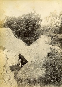 France Fontainebleau Forest Caverne des Brigands Two Old Photos Delaporte 1890