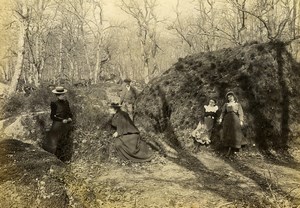 France Barbizon Fontainebleau Forest Promenade Two Old Photos Delaporte 1890