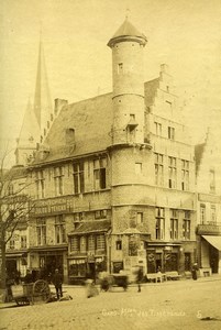 Belgium Ghent Gent Maison des Tisserands Street Scene Old Photo 1890