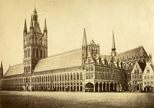Belgium Ypres Ieper Cloth Hall Lakenhalle Halles aux draps Gothic Old Photo 1890