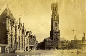 Belgium Bruges Belfry & Provinciaal Hof Old Photo Neurdein 1890