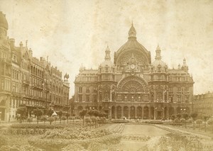 Belgium Antwerp Anvers Central Railway Station Old Photo 1900