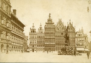 Belgium Antwerp Anvers Grand' Place Grote Markt Old Photo 1900