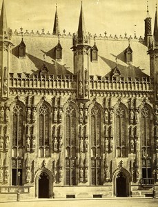 Belgium Bruges City Hall Architecture Old Photo 1890