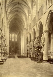 Belgium Brussels Cathedral Ste Gudula the Nave Old Photo 1890