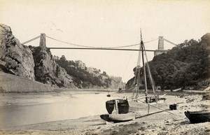 United Kingdom Glastonbury Abbey & Clifton Bridge Avon 2 Old Photos Frith 1870