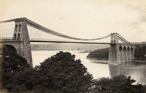 United Kingdom Menai Bridge & Valle Crucis Abbey Wales 2 Old Photos Frith 1870