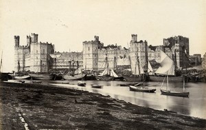 United Kingdom Aberglaslyn Bridge & Caernarfon Castle 2 Old Photos Frith 1870