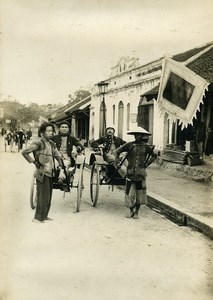 Vietnam French Tonkin Pulled Rickshaw Colonial Empire Old Photo 1890