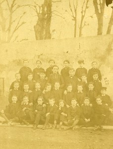 France Paris Portrait of Group Boys School Old Photo Bretagne 1870