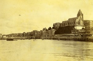 France Le Treport Panorama Seaside Houses two Old Photos 1890