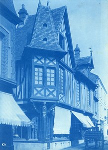 France Normandy New Half-timbered House Old Photo Cyanotype 1895