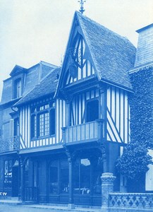 France Normandy New Half-timbered House Old Photo Cyanotype 1895