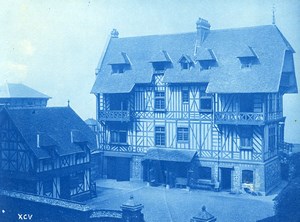 France Normandy New Half-timbered House Old Photo Cyanotype 1895