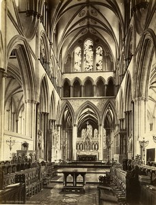 United Kingdom Salisbury Cathedral Choir looking East Old Photo 1890