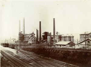 France Lorraine? Steel works Train Railway Old Amateur Photo 1900