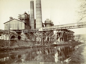 France Lorraine? Steel works River Bridge Old Amateur Photo 1900