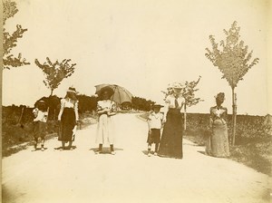 France Holidaymakers Promenade Belle Epoque Old Amateur Photo 1900