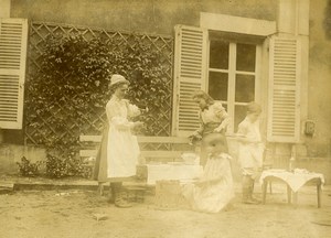 Daily Life in France Children Games Play Kitchen Old Amateur Photo 1900