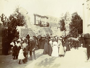 Daily Life in France Crowd at Outdoor Theater Show ? Old Amateur Photo 1900