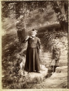 France Painting Priest Spring La Source by Paul Schaan Old Photo 1900