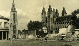 Belgium Tournai Destruction WWII Liberation Cathedral Belfry Old Photo 1945