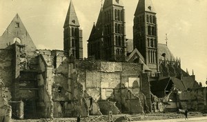 Belgium Tournai Destruction WWII Liberation Cathedral Ruins Old Photo 1945