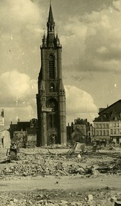 Belgium Tournai Destruction WWII Liberation Belfry Ruins Old Photo 1945