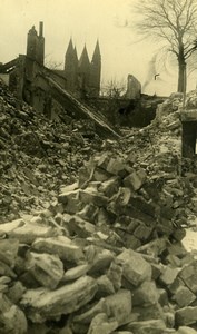 Belgium Tournai Destruction WWII Liberation Ruins Cathedral Old Photo 1945