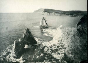 Isle of Wight Freshwater Bay Arched Rocks Old Photo Print Frith 1900