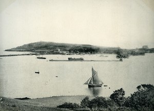 Cornwall Falmouth Pendennis Head Sailboat Old Photo Print Frith 1900