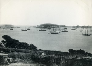 United Kingdom Cornwall Falmouth Panorama Sea and Sailboats Old Photo Print 1900