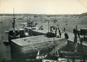 United Kingdom Cornwall Falmouth Market Strand Harbour Boat Old Photo Print 1900