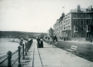 Cornwall Penzance Mount's Bay Queen's Hotel Promenade Old Photo Print Frith 1900