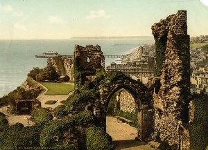 United Kingdom East Sussex Hastings Castle Old Photo Photochrom 1900