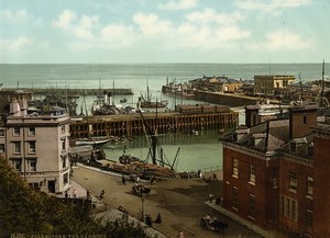 United Kingdom Folkestone the Harbour Boats Old Photo Photochrom 1900