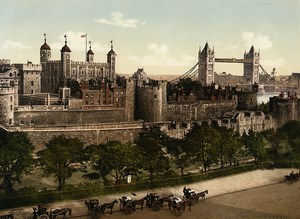 United Kingdom London the Tower Bridge Tower of London Old Photo Photochrom 1900