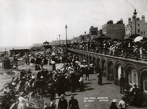 United Kingdom Brighton Sea Front Holidaymakers Crowd Old Photo 1900