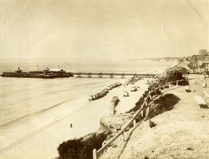 United Kingdom Bournemouth Beach & Pier Beach Huts Old Photo 1890