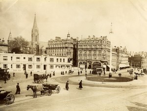 United Kingdom Bournemouth Square Horse Carriages Old Photo 1890