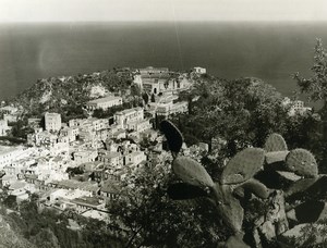 Italy Taormina Panorama Cactus Old Photo 1961