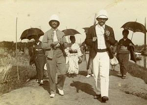 Chine Pékin Beijing pique-nique sur le Canal Impérial ancienne Photo 1906 #2