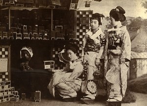 China Tianjin At a cicadas merchant Street Retailer Old Photo 1906