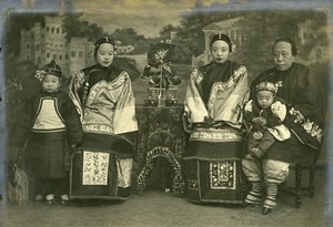 Chine Tianjin Tien-Tsin Famille du Mandarin de la Police de Tientsin ancienne Photo 1906