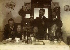 Chine Tianjin Tien-Tsin Tientsin un diner à la Japonaise ancienne Photo 1906