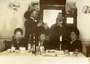 Chine Tianjin Tien-Tsin Tientsin un diner à la Japonaise ancienne Photo 1906