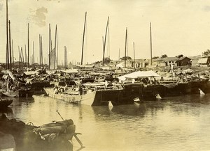 Chine Tianjin Tientsin riviere Pei Ho Hai He au niveau du pont autrichien ancienne Photo 1906