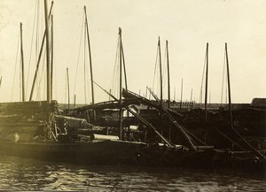 China Tianjin Tientsin Boats along the Imperial Canal Old Photo 1906