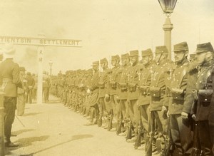 Chine Tianjin Tien-Tsin Militaires Français Compagnie d'Honneur à la Gare ancienne Photo 1906